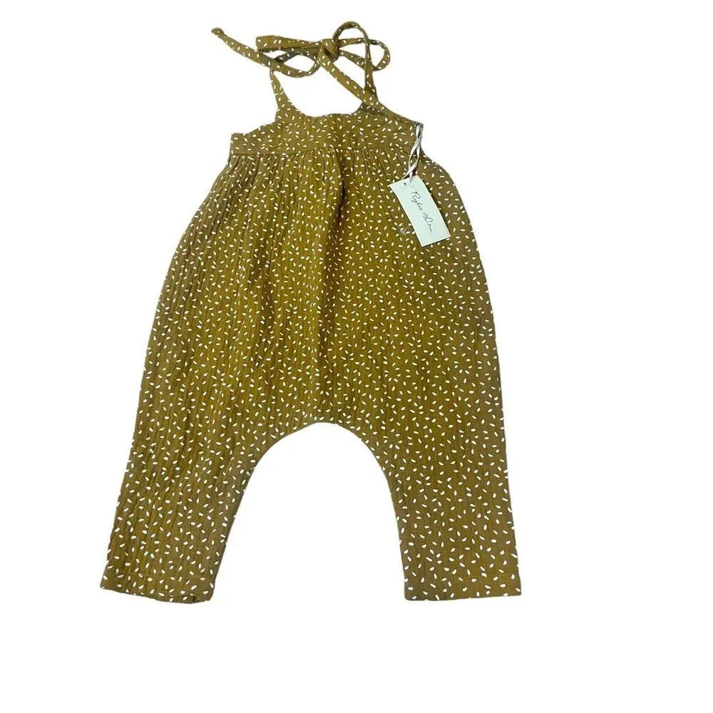 Rylee and Cru Seeds Bridgette Jumpsuit Yellow Saffron Romper One Piece 0-3M NWT